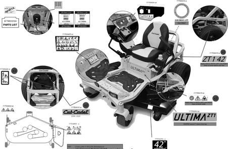 Engine Accessories Diagram and Parts List for ZT1-42KW (17RIEACE010)(2022) Cub Cadet Lawn Tractor